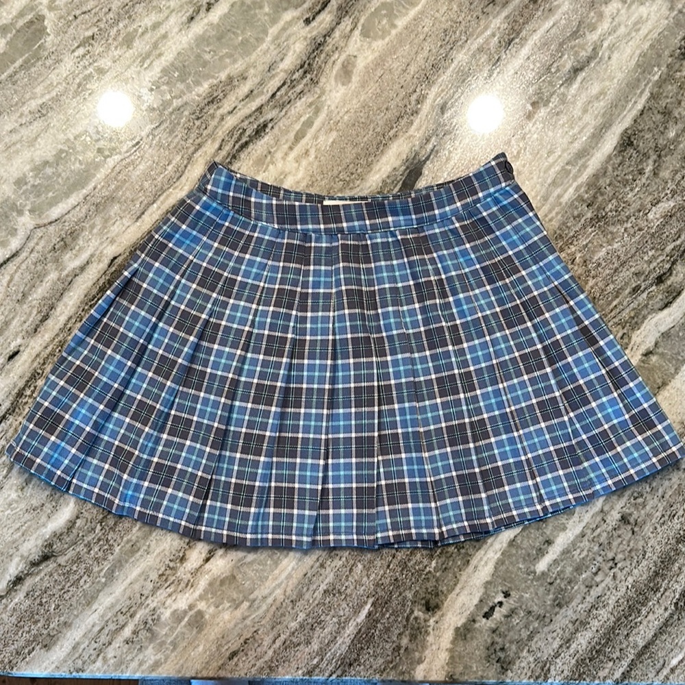 NWOT Aeropostale Blue Plaid Pleated Skirt Size Small